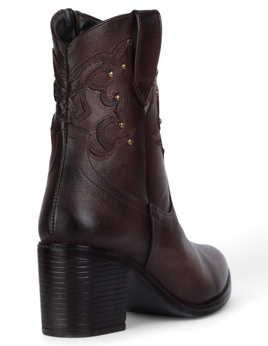 Bota cowboy arriba del tobillo Rbcollection de piel para mujer