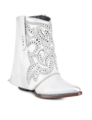 Bota cowboy arriba del tobillo Franco de piel para mujer Bota cowboy arriba del tobillo Franco de piel para mujer