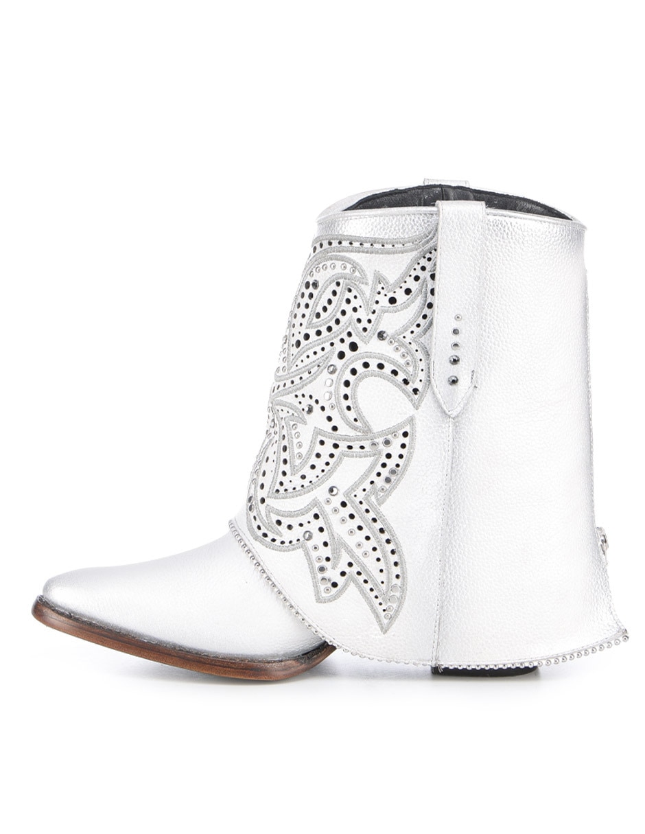 Bota cowboy arriba del tobillo Franco de piel para mujer 4