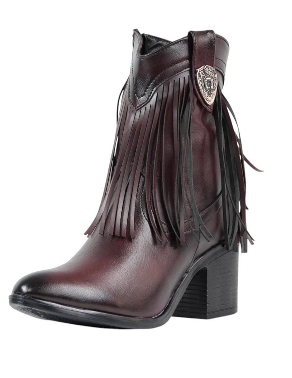 Bota cowboy arriba del tobillo kuali shoes de piel para mujer