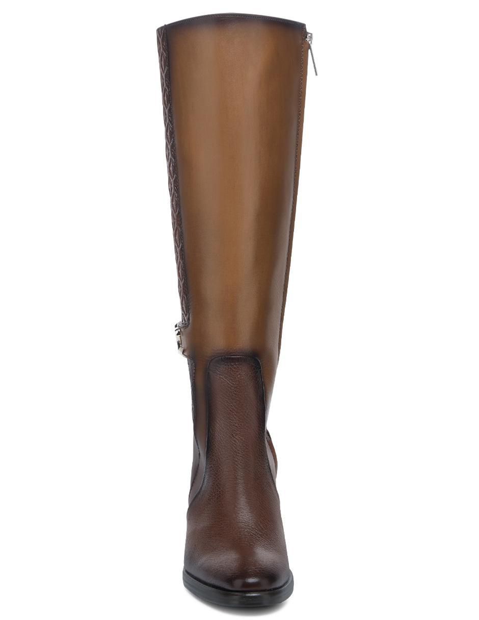 Bota abajo de la rodilla Franco de piel para mujer 6