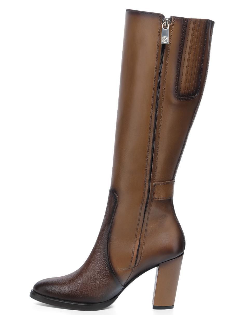 Bota abajo de la rodilla Franco de piel para mujer 7