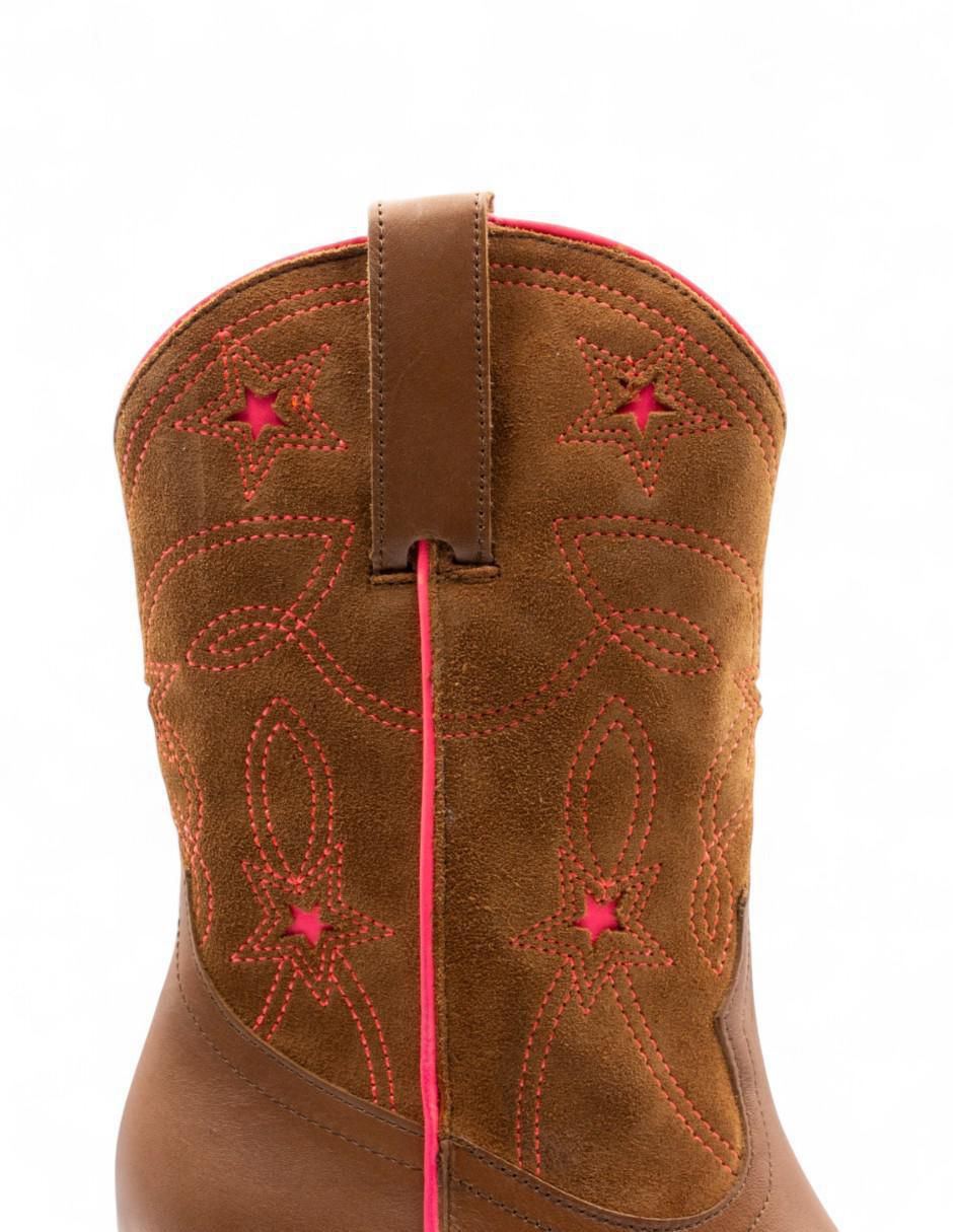 Bota cowboy arriba del tobillo Lyard de piel para mujer