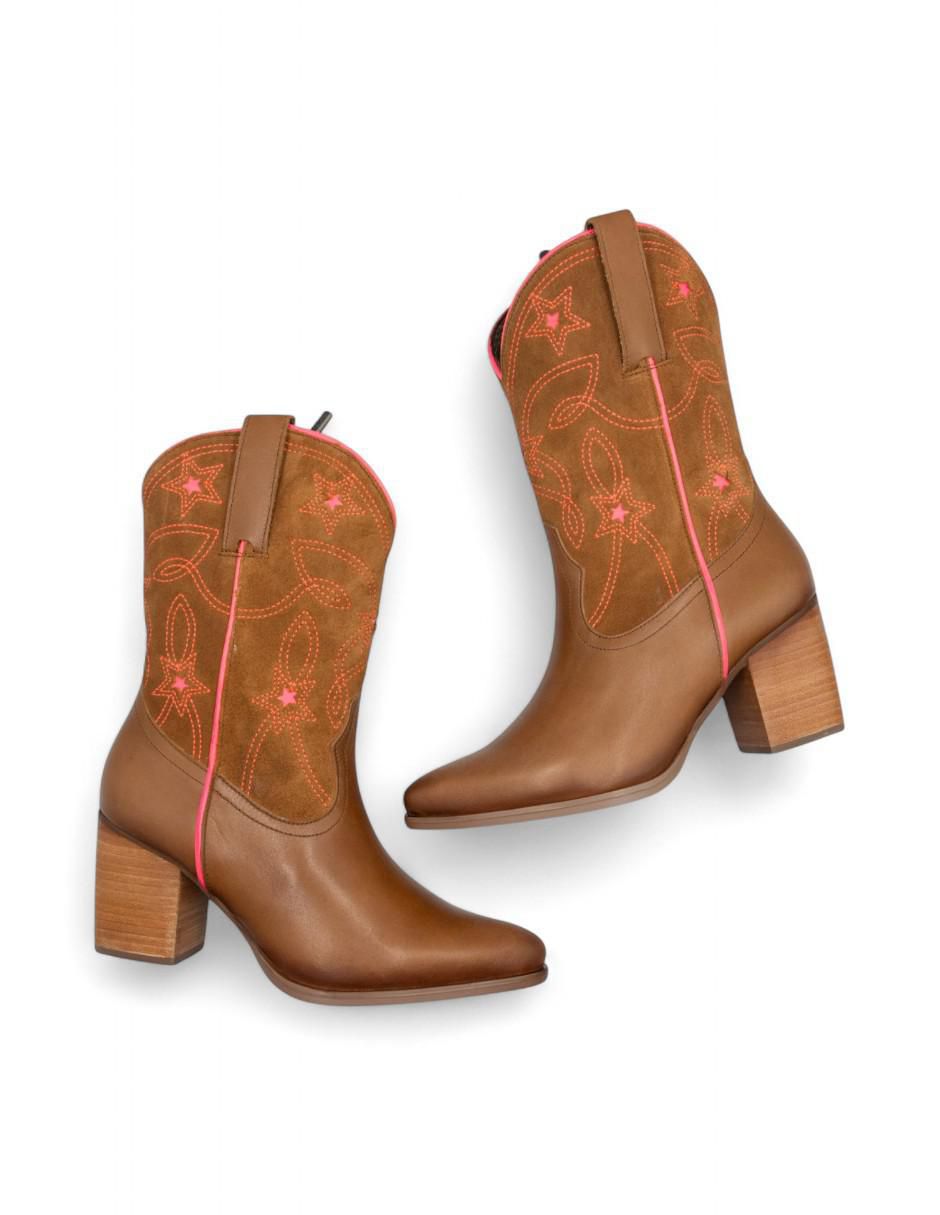 Bota cowboy arriba del tobillo Lyard de piel para mujer