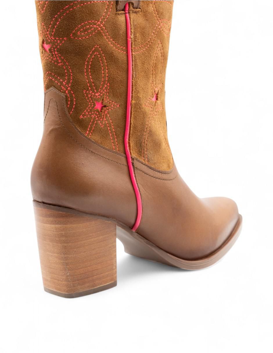 Bota cowboy arriba del tobillo Lyard de piel para mujer
