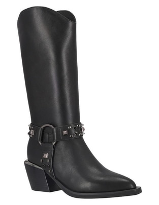 Bota media pierna de piel para mujer