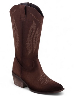 Bota cowboy media pierna Rbvegano de gamuza para mujer Bota cowboy media pierna Rbvegano de gamuza para mujer