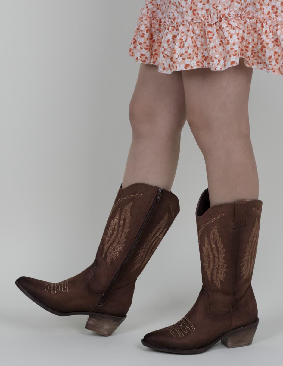 Bota cowboy media pierna Rbvegano de gamuza para mujer 2
