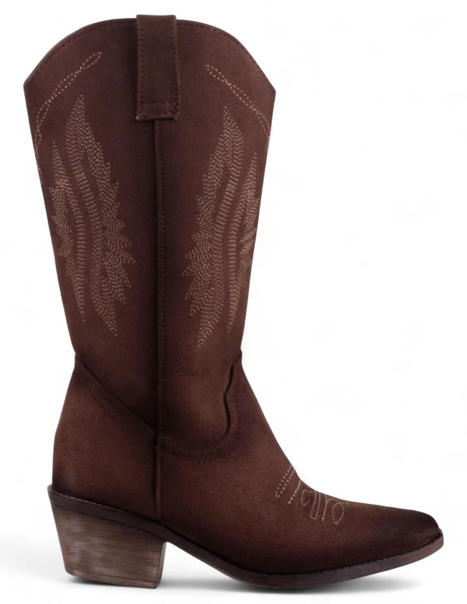 Bota cowboy media pierna Rbvegano de gamuza para mujer 4