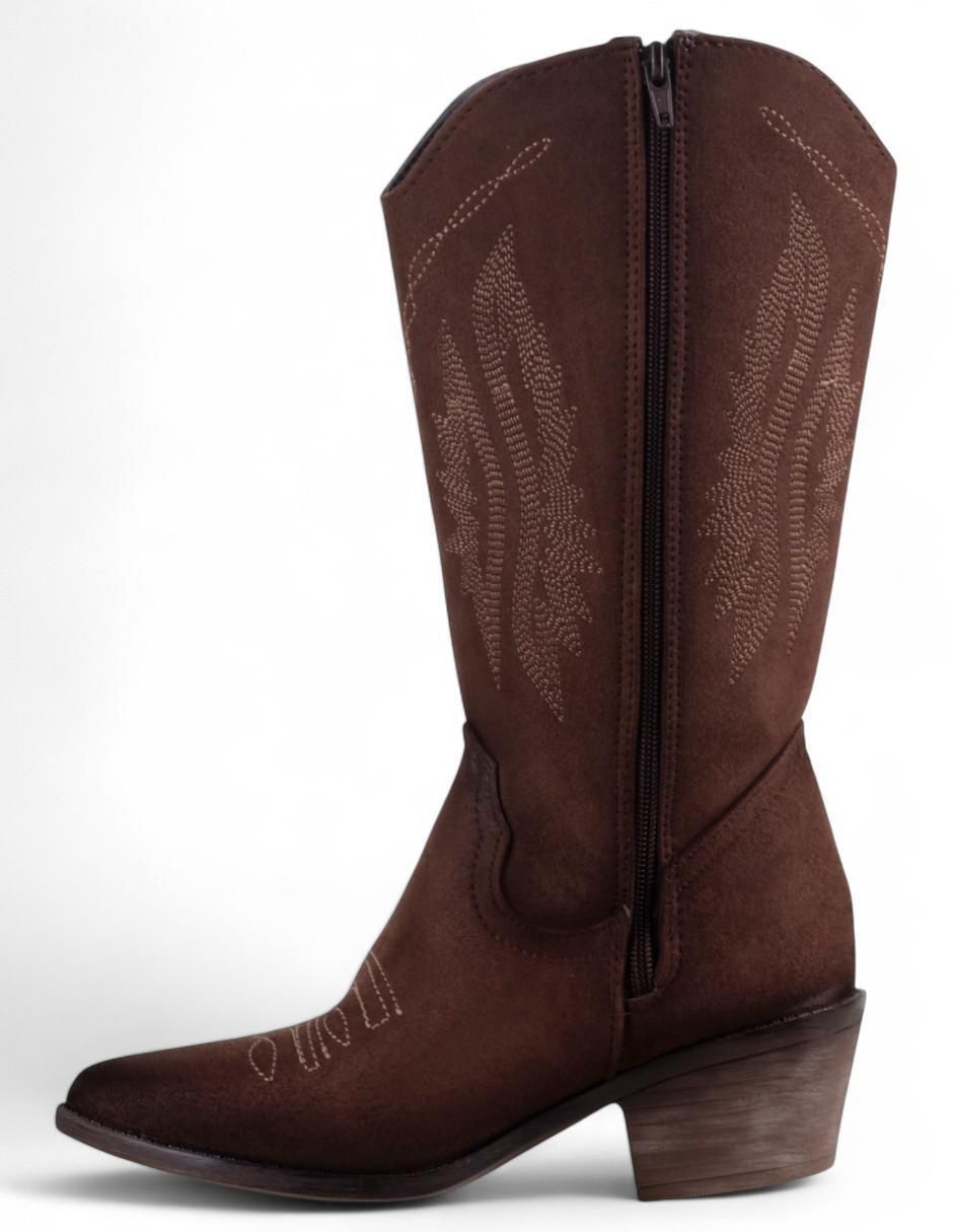 Bota cowboy media pierna Rbvegano de gamuza para mujer 5