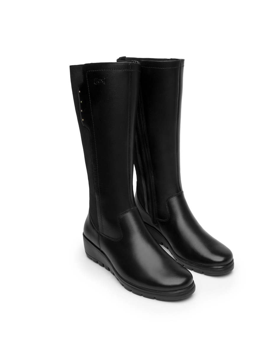 Bota abajo de la rodilla Flexi casual de piel para mujer