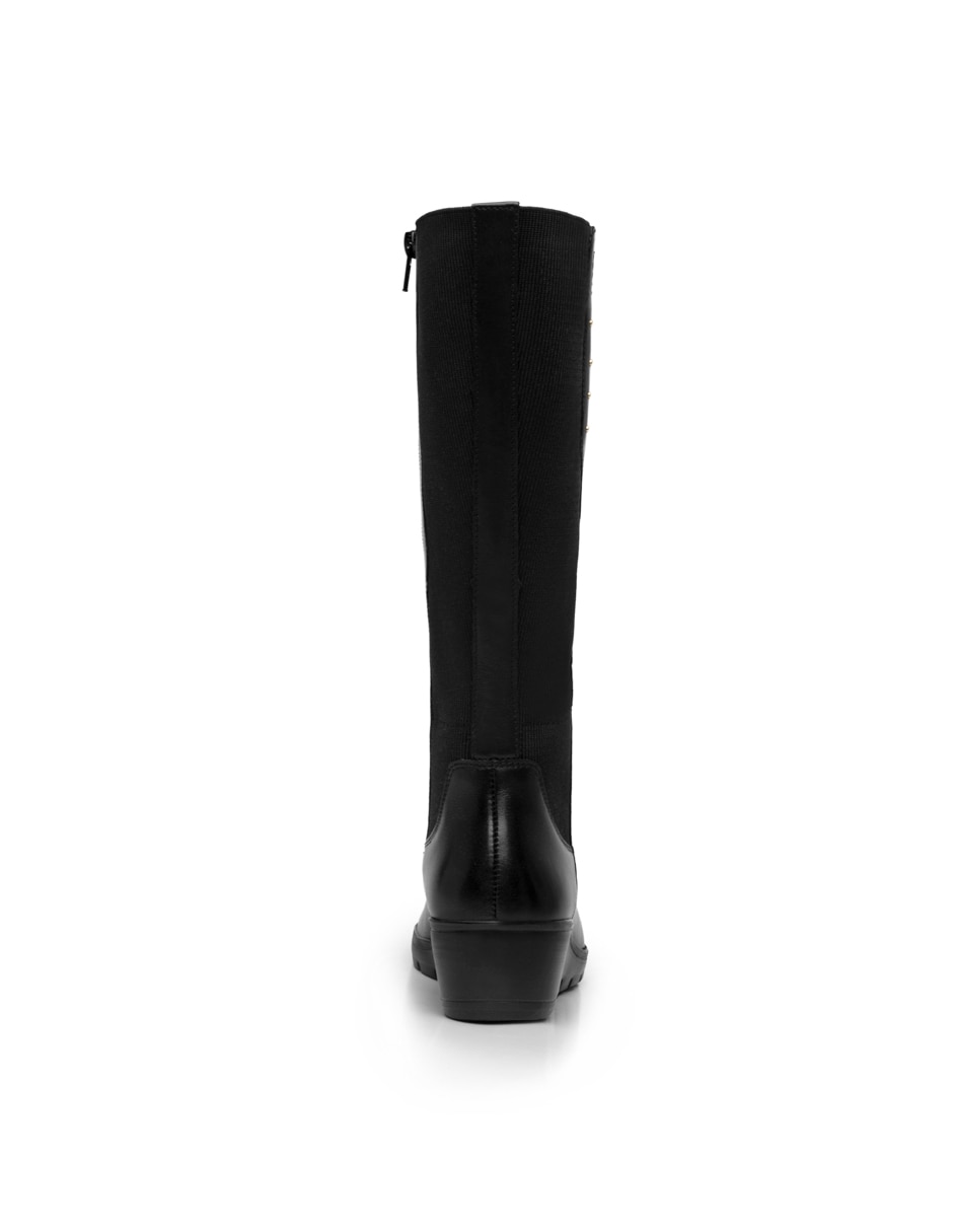Bota abajo de la rodilla Flexi casual de piel para mujer