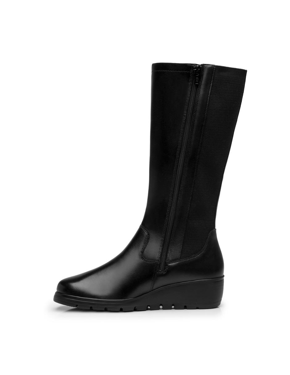 Bota abajo de la rodilla Flexi casual de piel para mujer