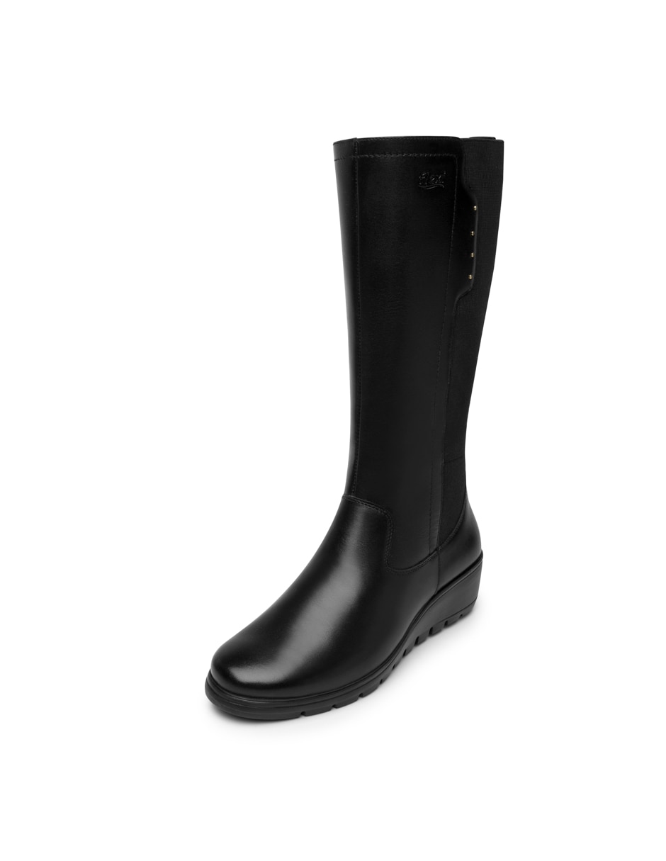 Bota abajo de la rodilla Flexi casual de piel para mujer