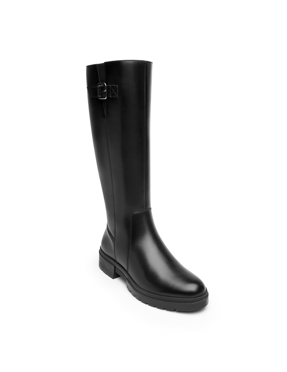 Bota abajo de la rodilla Flexi casual de piel para mujer