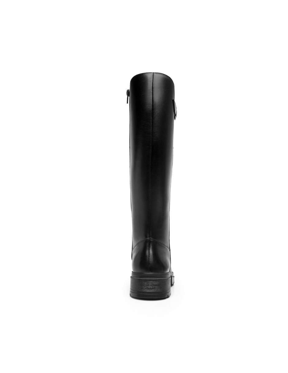 Bota abajo de la rodilla Flexi casual de piel para mujer