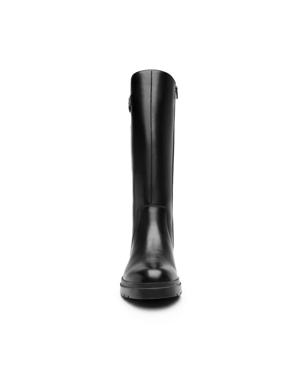 Bota abajo de la rodilla Flexi casual de piel para mujer