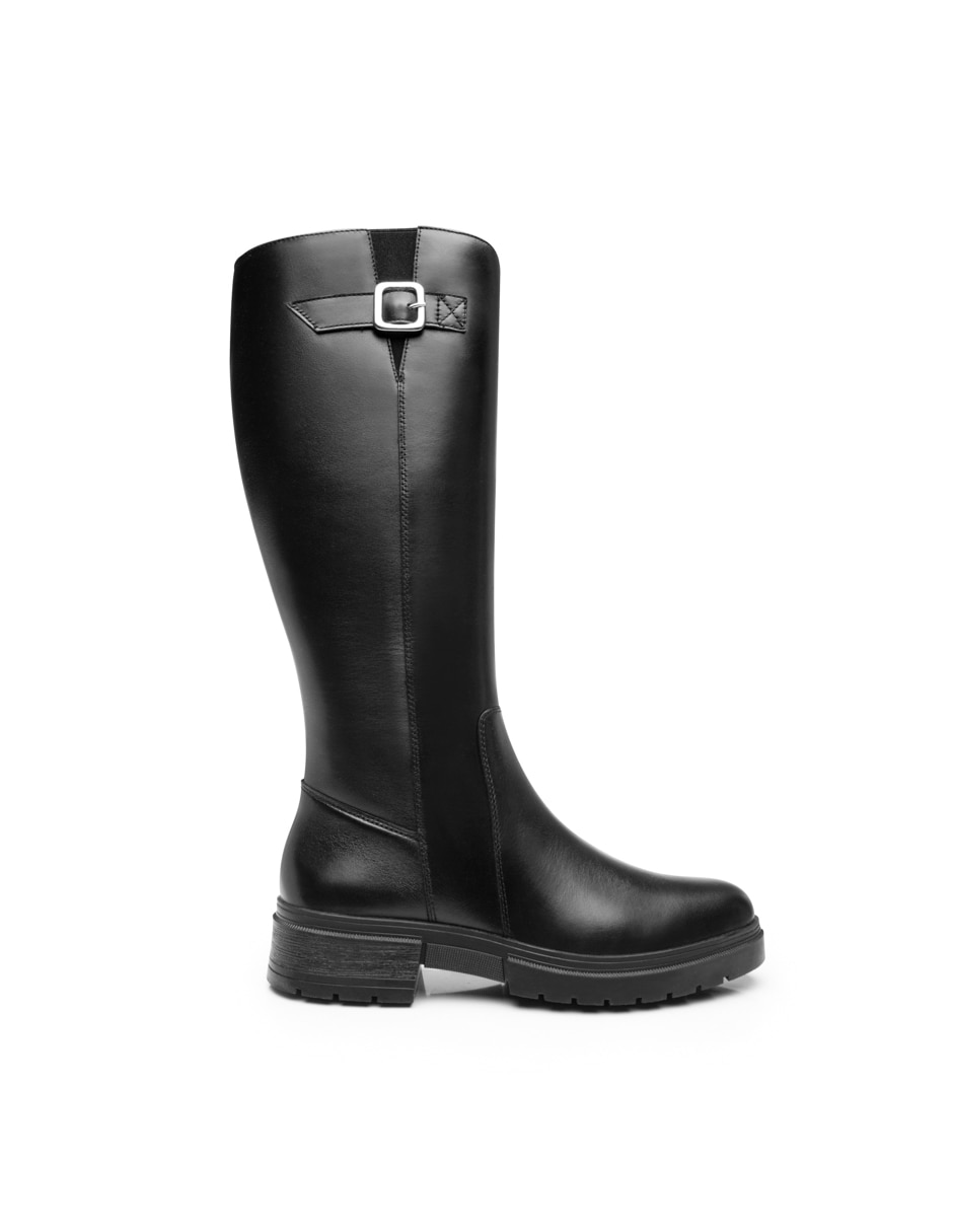 Bota abajo de la rodilla Flexi casual de piel para mujer