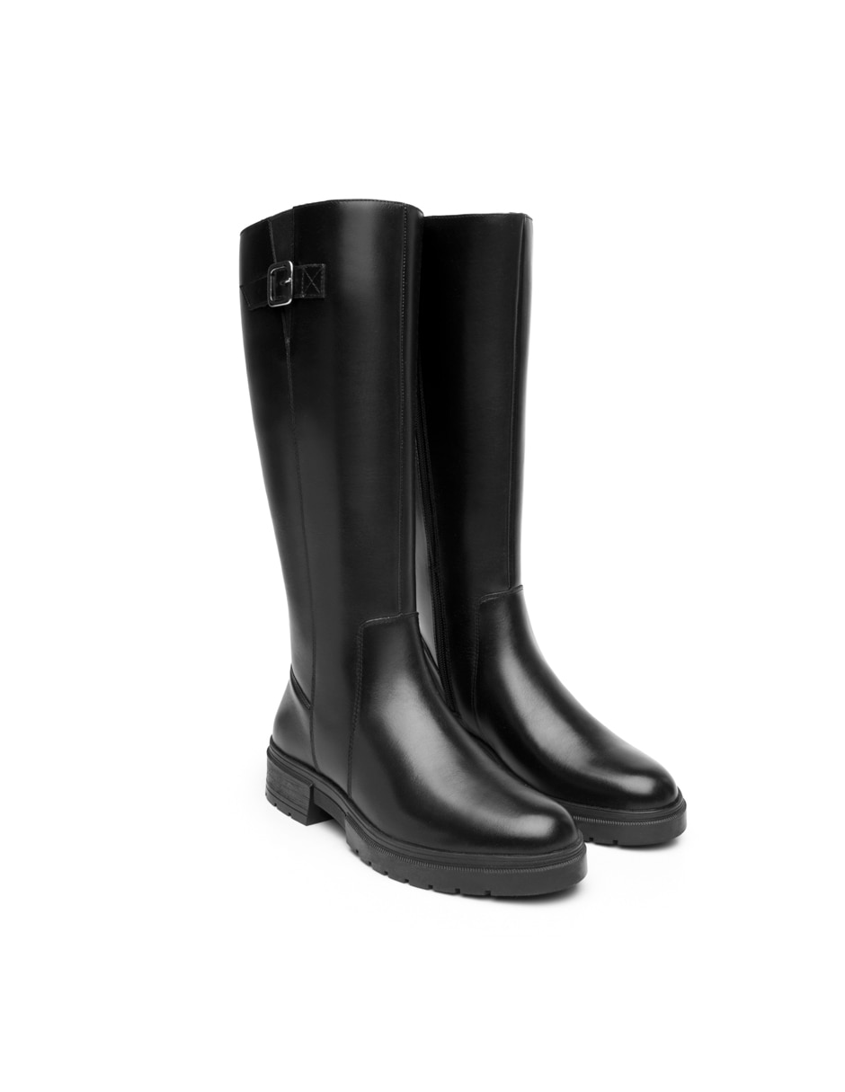 Bota abajo de la rodilla Flexi casual de piel para mujer