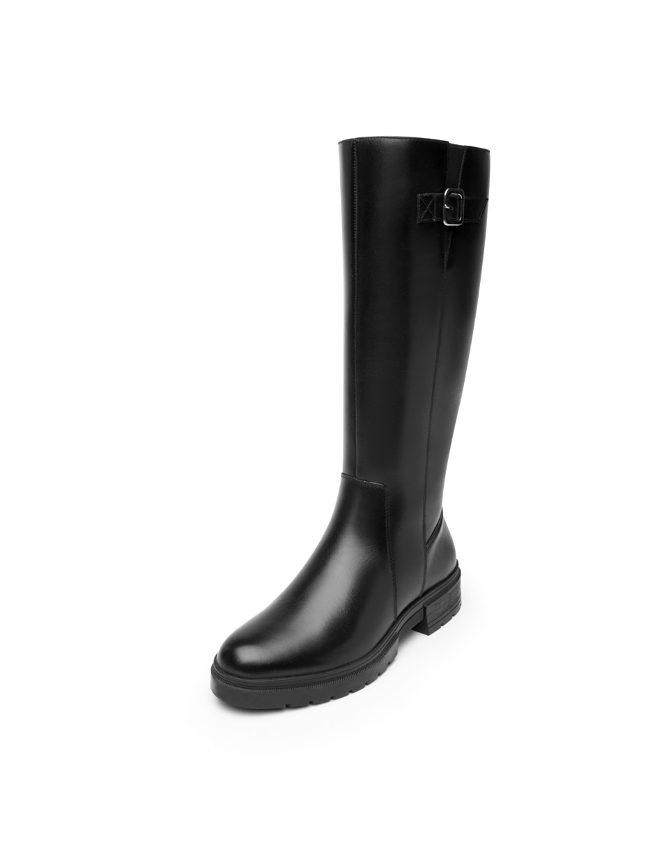 Bota abajo de la rodilla Flexi casual de piel para mujer