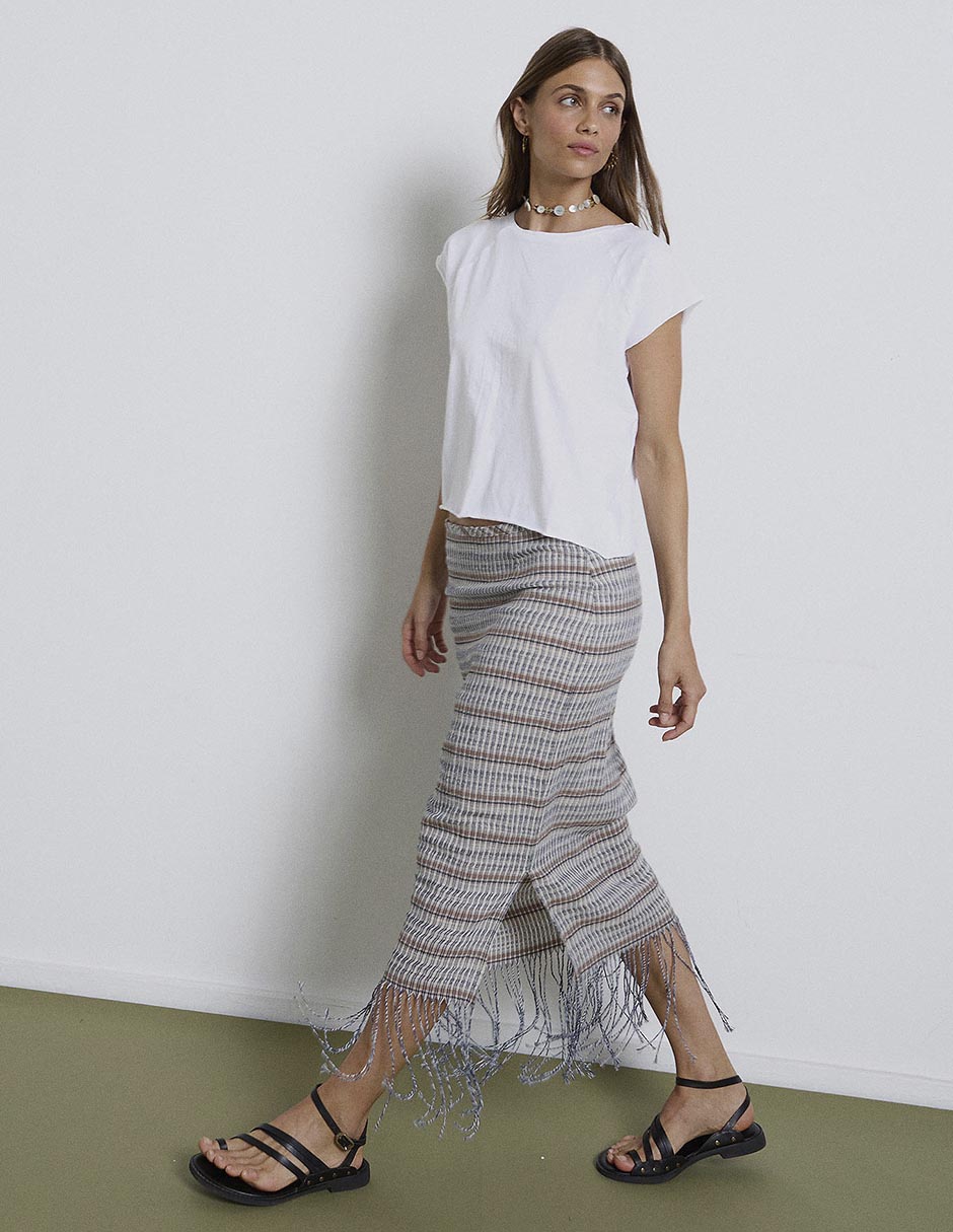 Falda midi Renatta& de algodón a la cintura 9