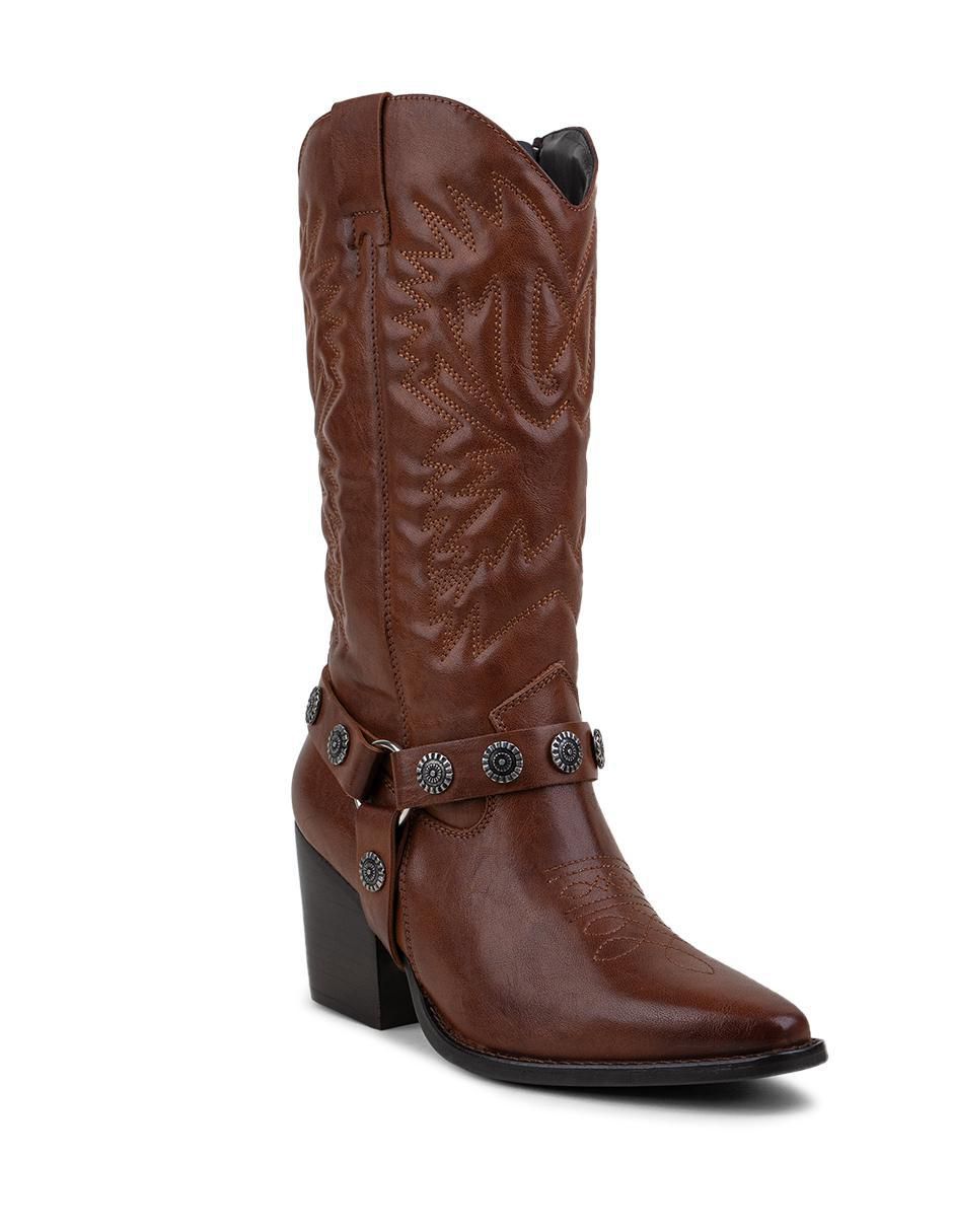 Bota cowboy media pierna para mujer