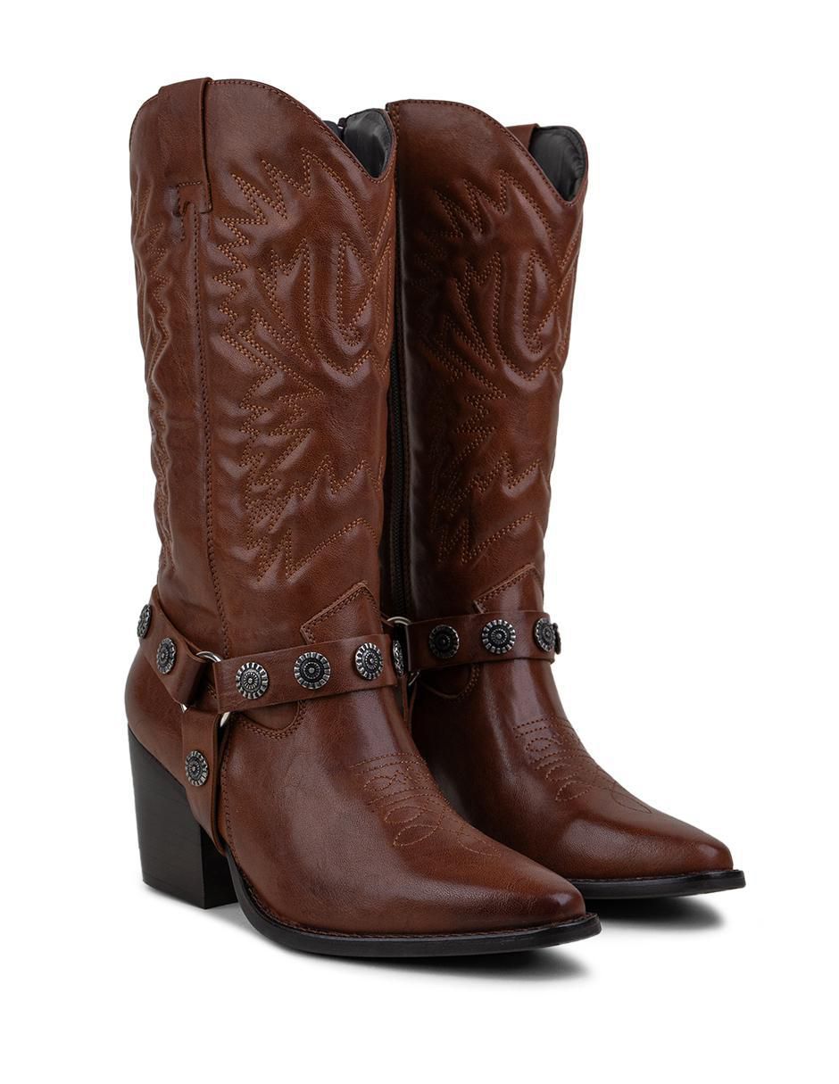 Bota cowboy media pierna Gillio para mujer