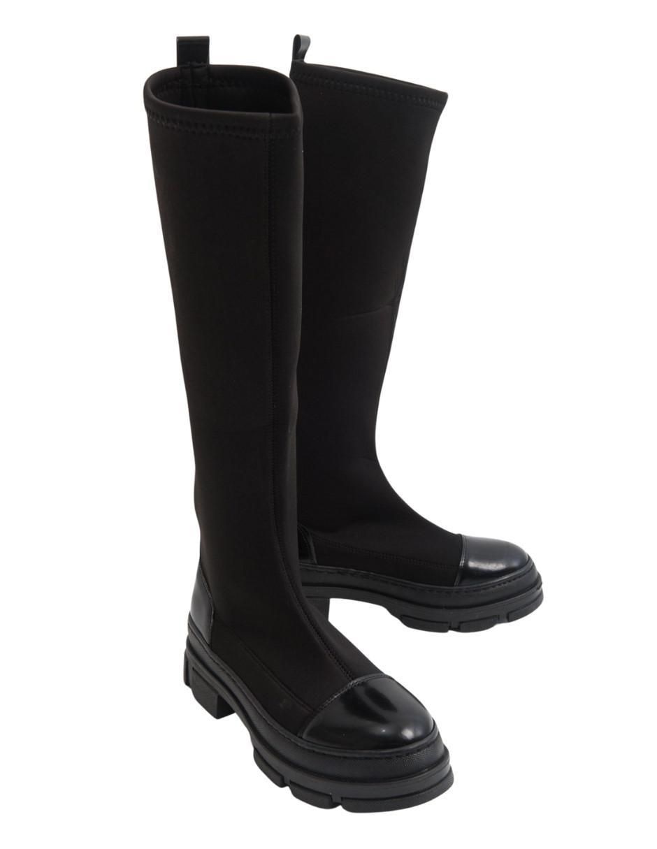 Bota abajo de la rodilla de piel para mujer 4