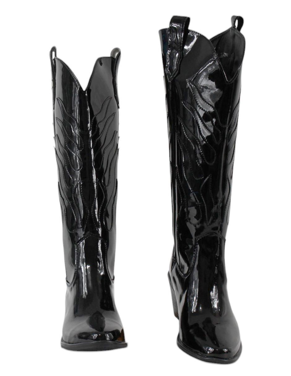 Bota cowboy abajo de la rodilla cowboy "de" charol sintético "para mujer" 3