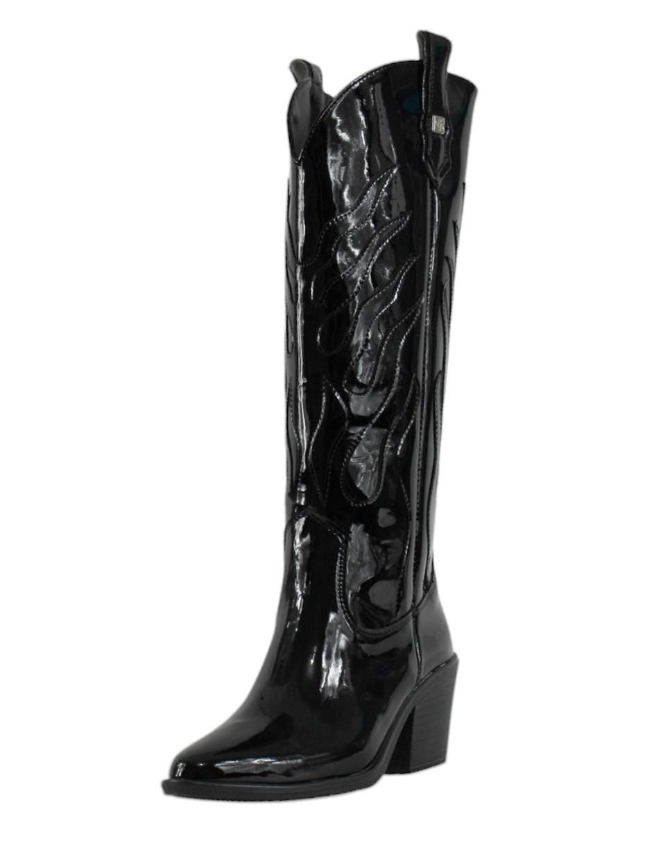 Bota cowboy abajo de la rodilla cowboy "de" charol sintético "para mujer" 4