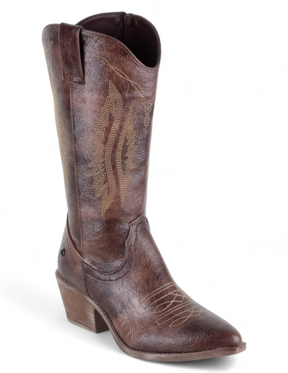Bota abajo de la rodilla de piel para mujer