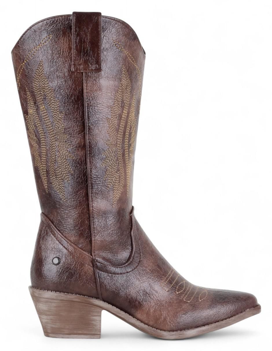 Bota abajo de la rodilla de piel para mujer