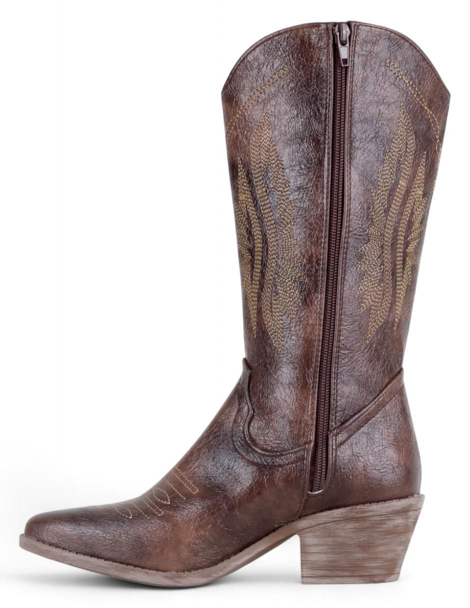 Bota abajo de la rodilla de piel para mujer