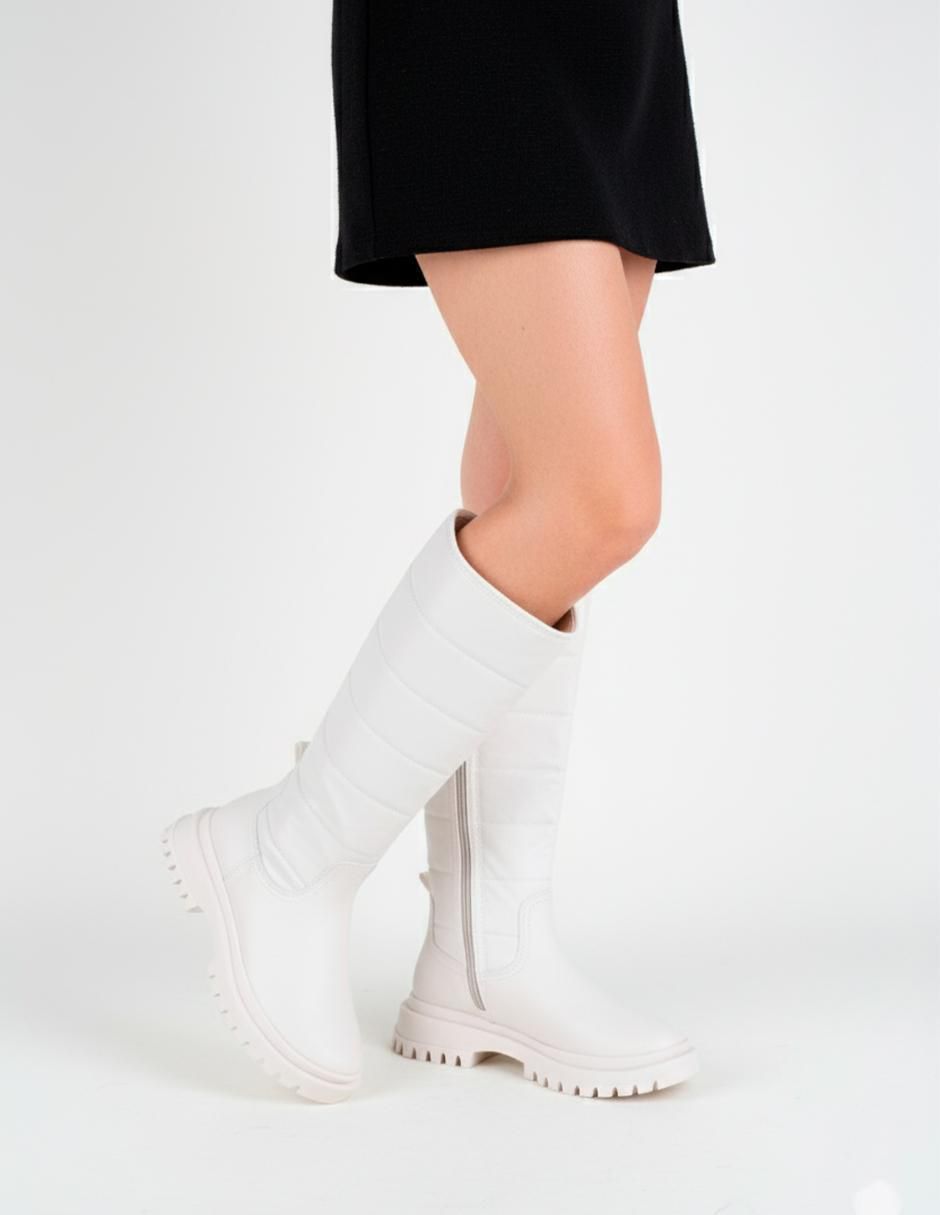 Bota abajo de la rodilla de piel para mujer 5
