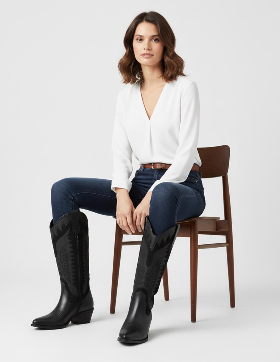 Bota cowboy abajo de la rodilla kuali shoes para mujer