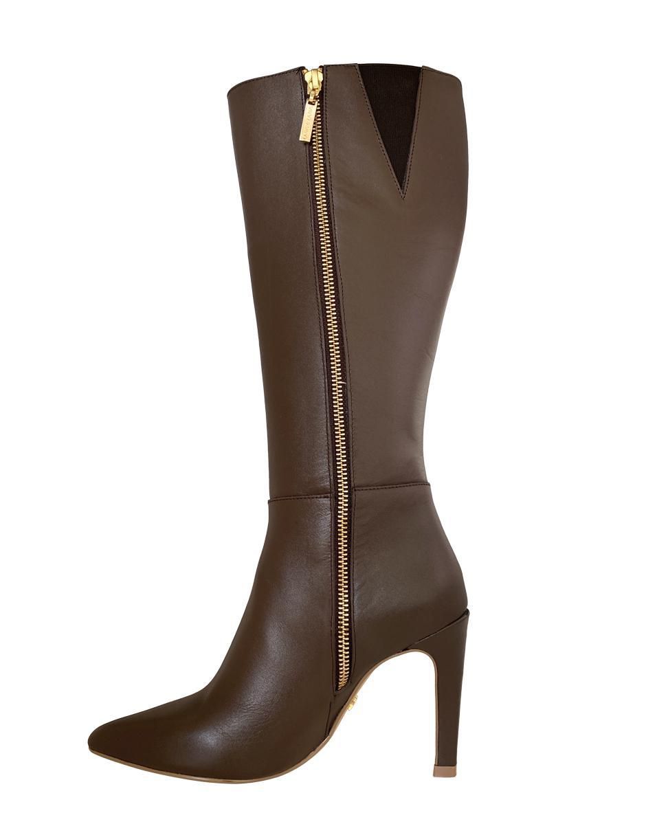Bota abajo de la rodilla Savvy de piel para mujer