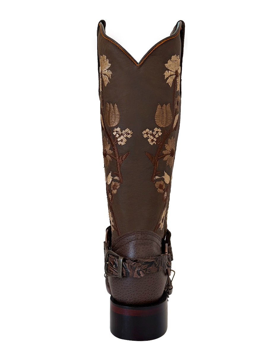 Bota media pierna de piel para mujer 4