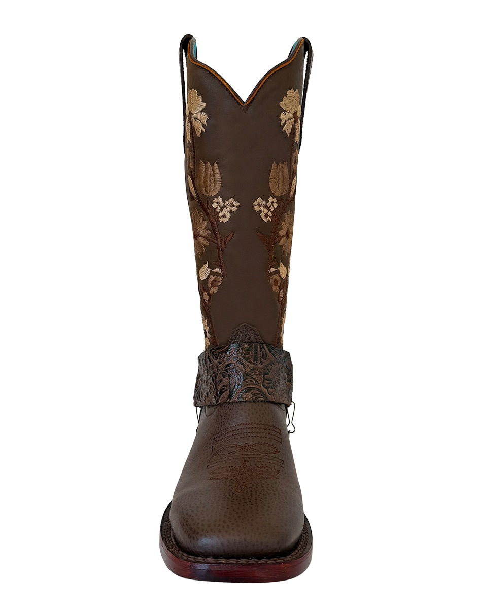 Bota media pierna de piel para mujer 5