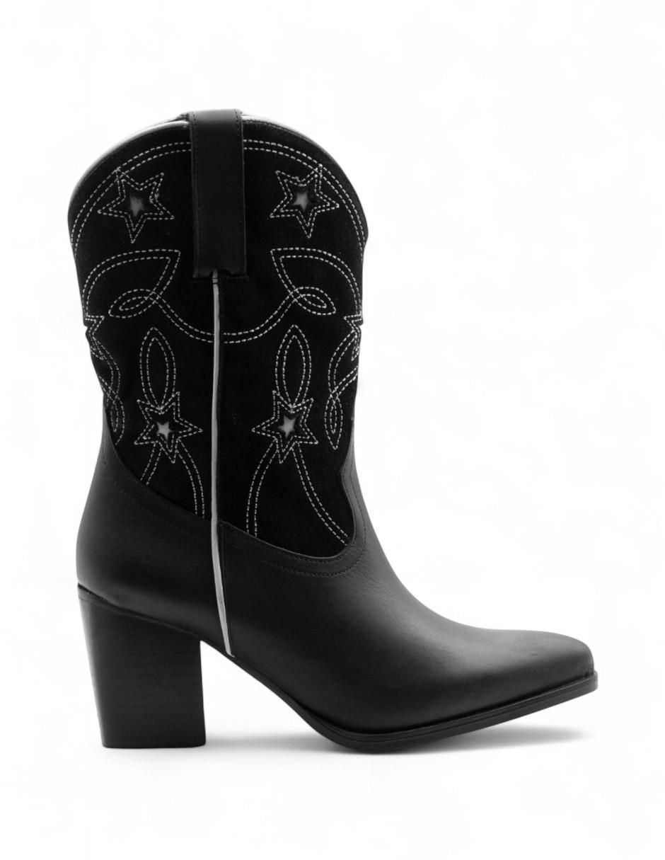 Bota cowboy arriba del tobillo de piel para mujer Bota cowboy arriba del tobillo de piel para mujer