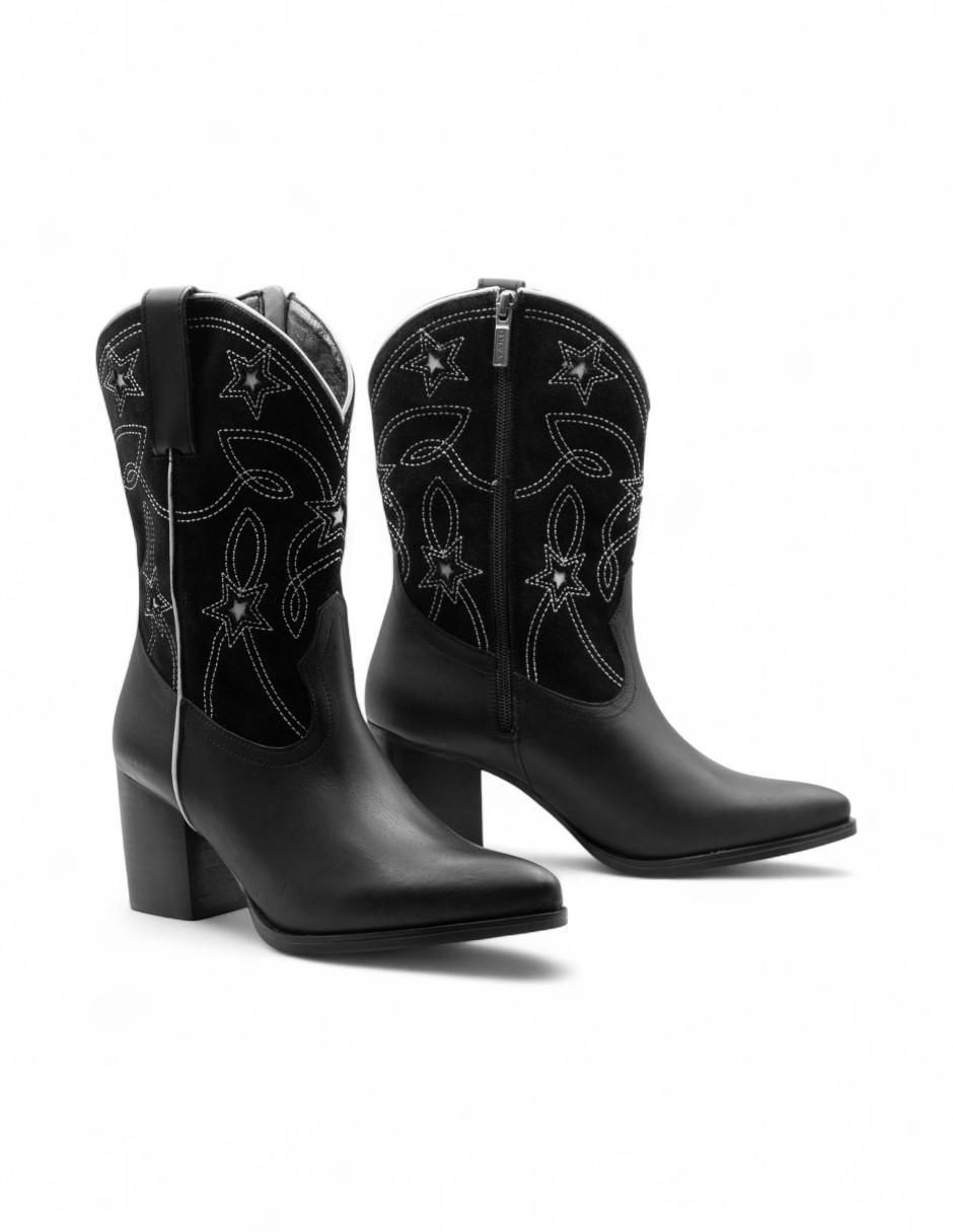 Bota cowboy arriba del tobillo de piel para mujer 2