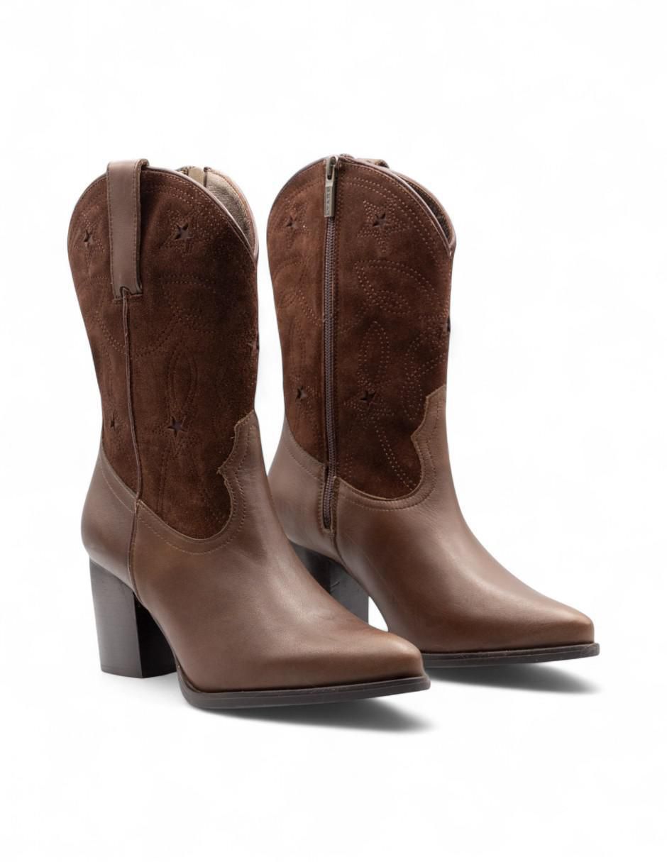 Bota cowboy arriba de la rodilla Lyard de piel para mujer