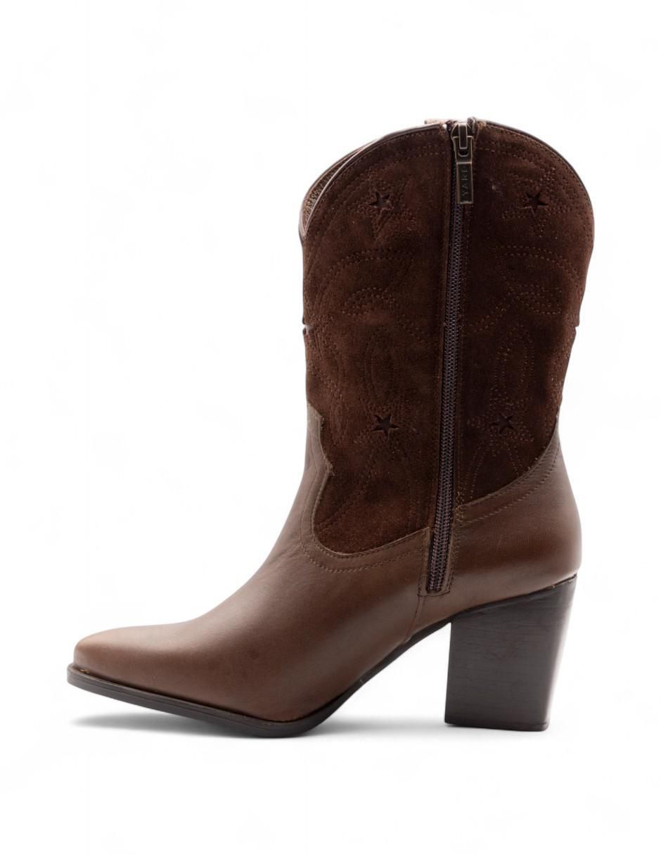 Bota cowboy arriba de la rodilla Lyard de piel para mujer