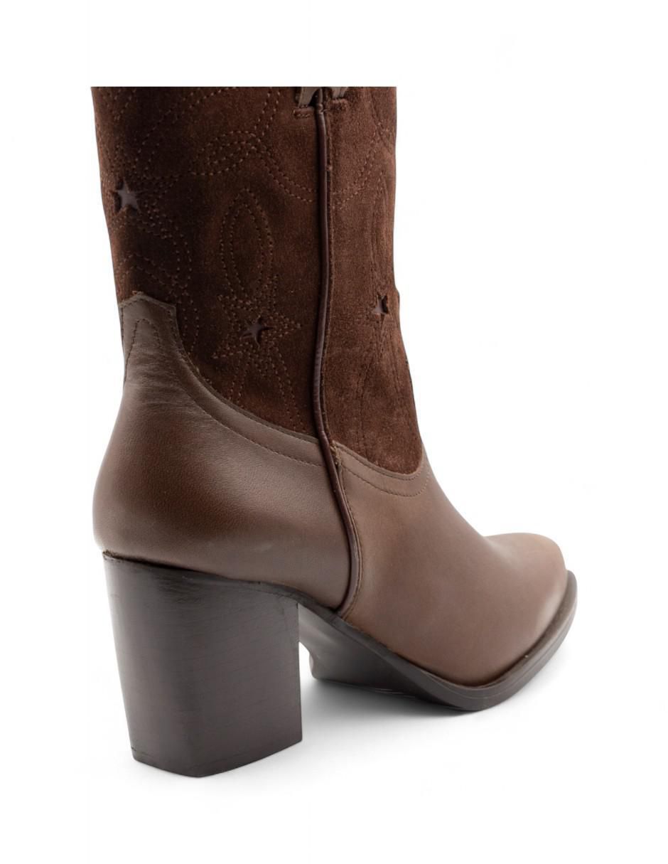 Bota cowboy arriba de la rodilla Lyard de piel para mujer