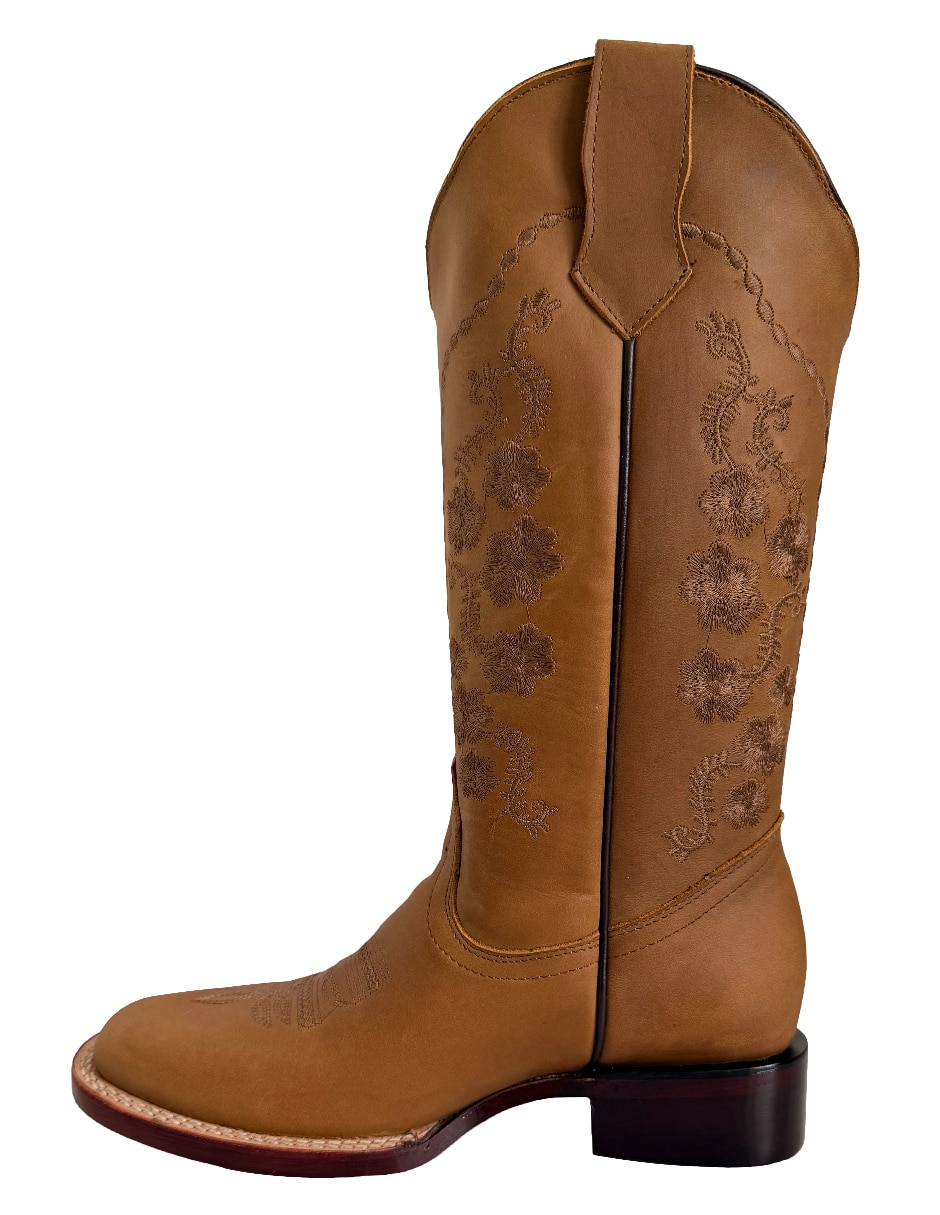Bota cowboy media pierna de piel para mujer 2