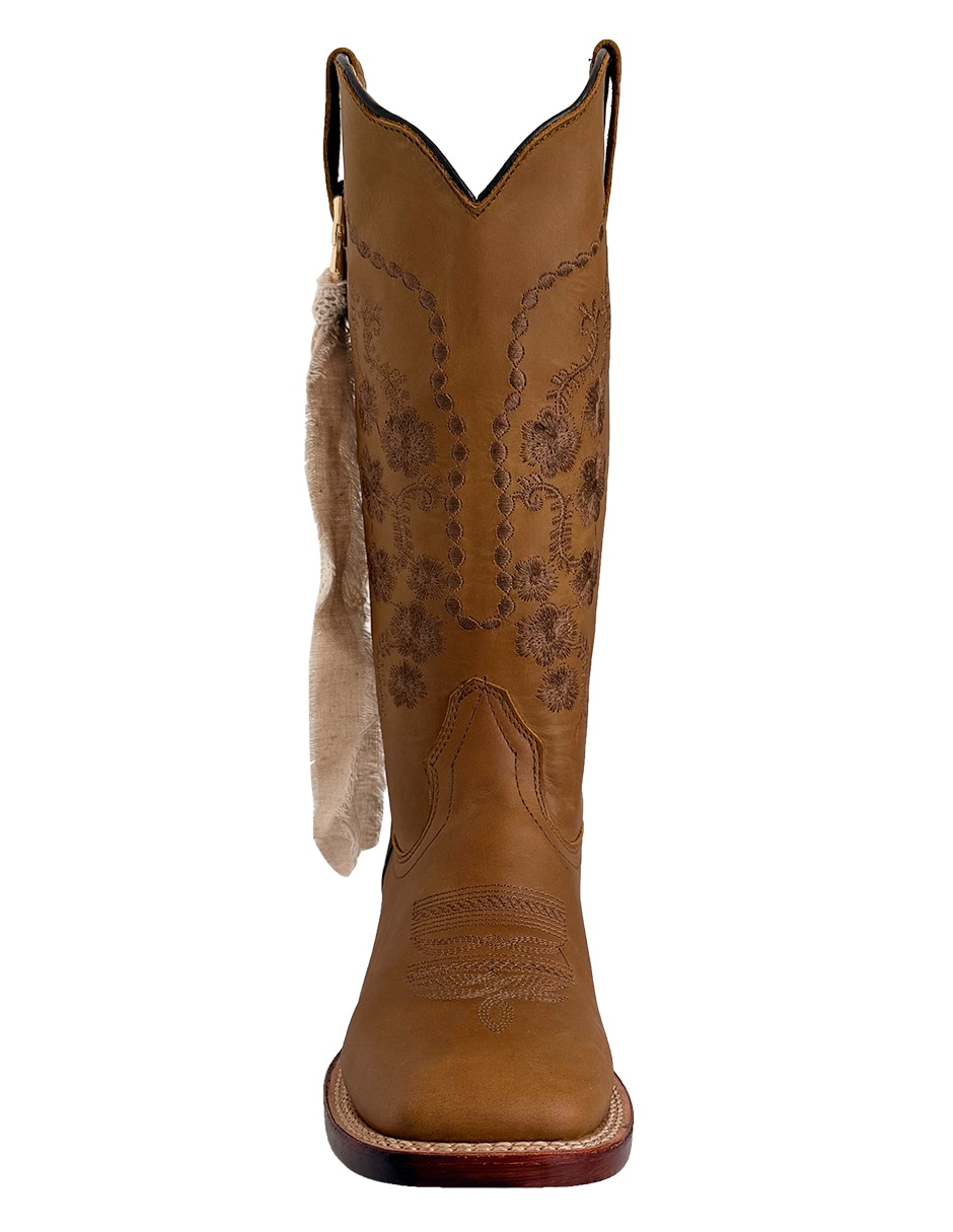 Bota cowboy media pierna de piel para mujer 3