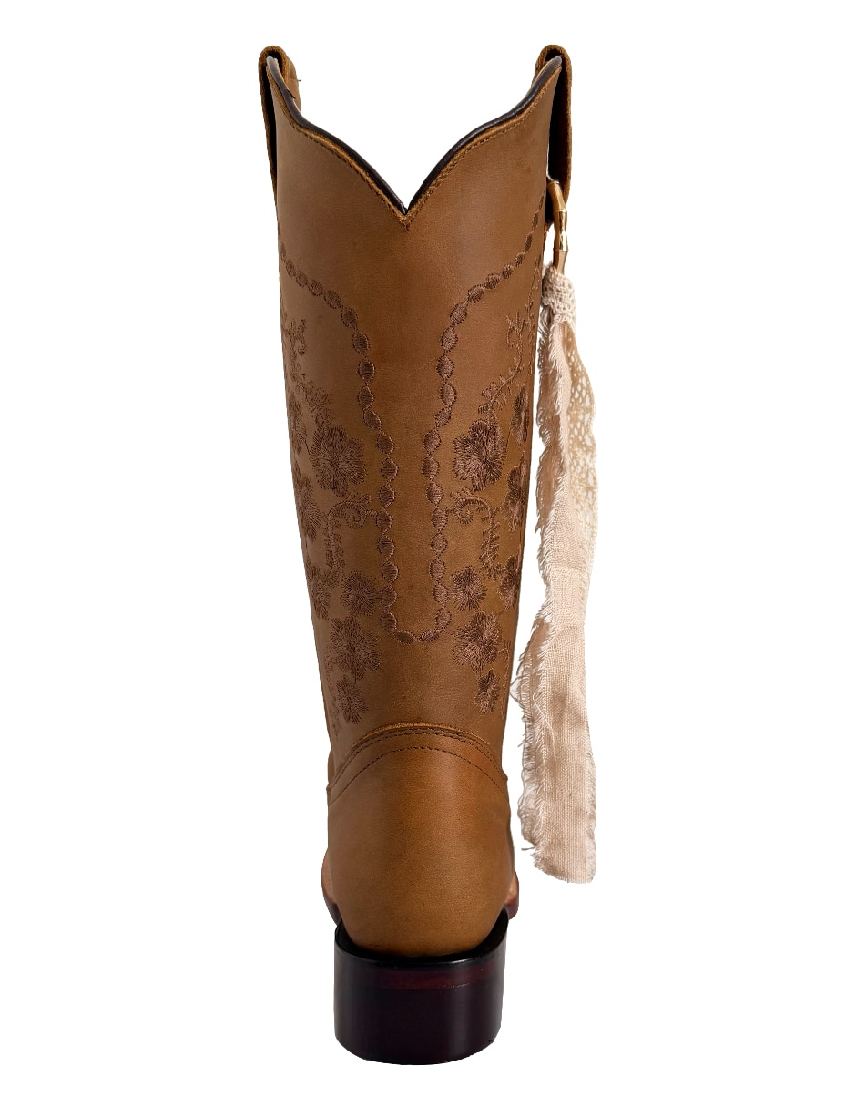 Bota cowboy media pierna de piel para mujer 4
