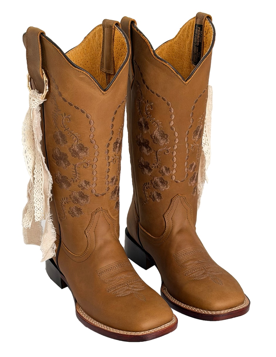 Bota cowboy media pierna de piel para mujer 5
