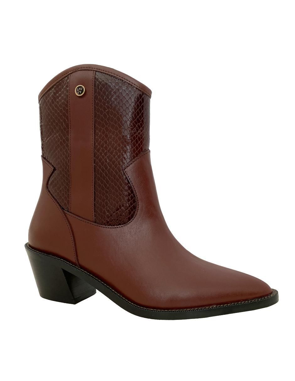 Botín arriba del tobillo Western Couture de piel para mujer