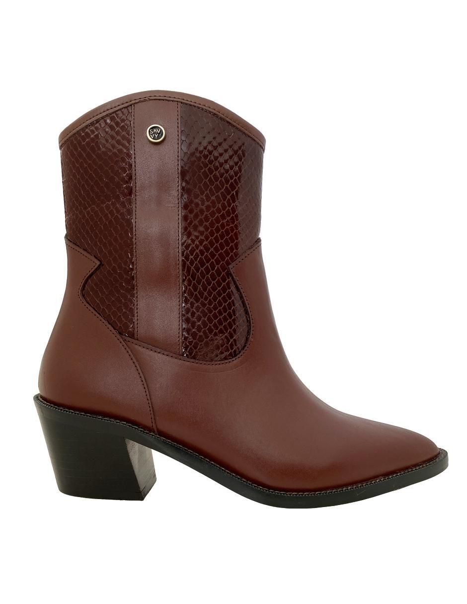 Botín arriba del tobillo Western Couture de piel para mujer 2