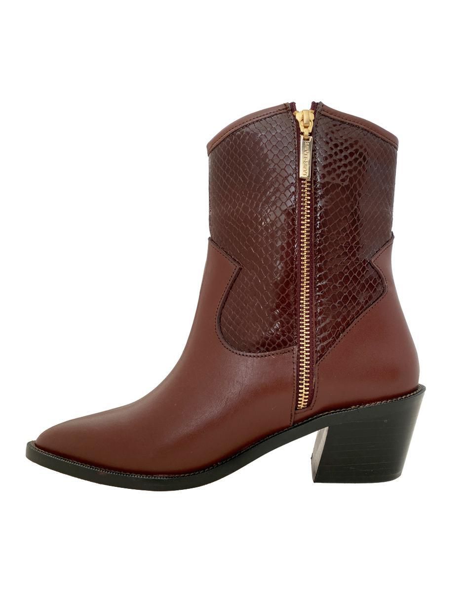 Botín arriba del tobillo Western Couture de piel para mujer 4